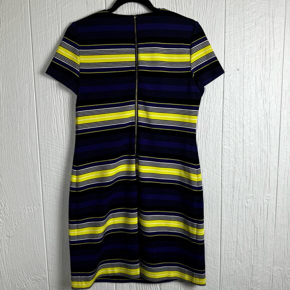 Calvin Klein Women's Stripes Shift Dress Blue Yellow Black Size 8 Above Knee - Picture 5 of 11